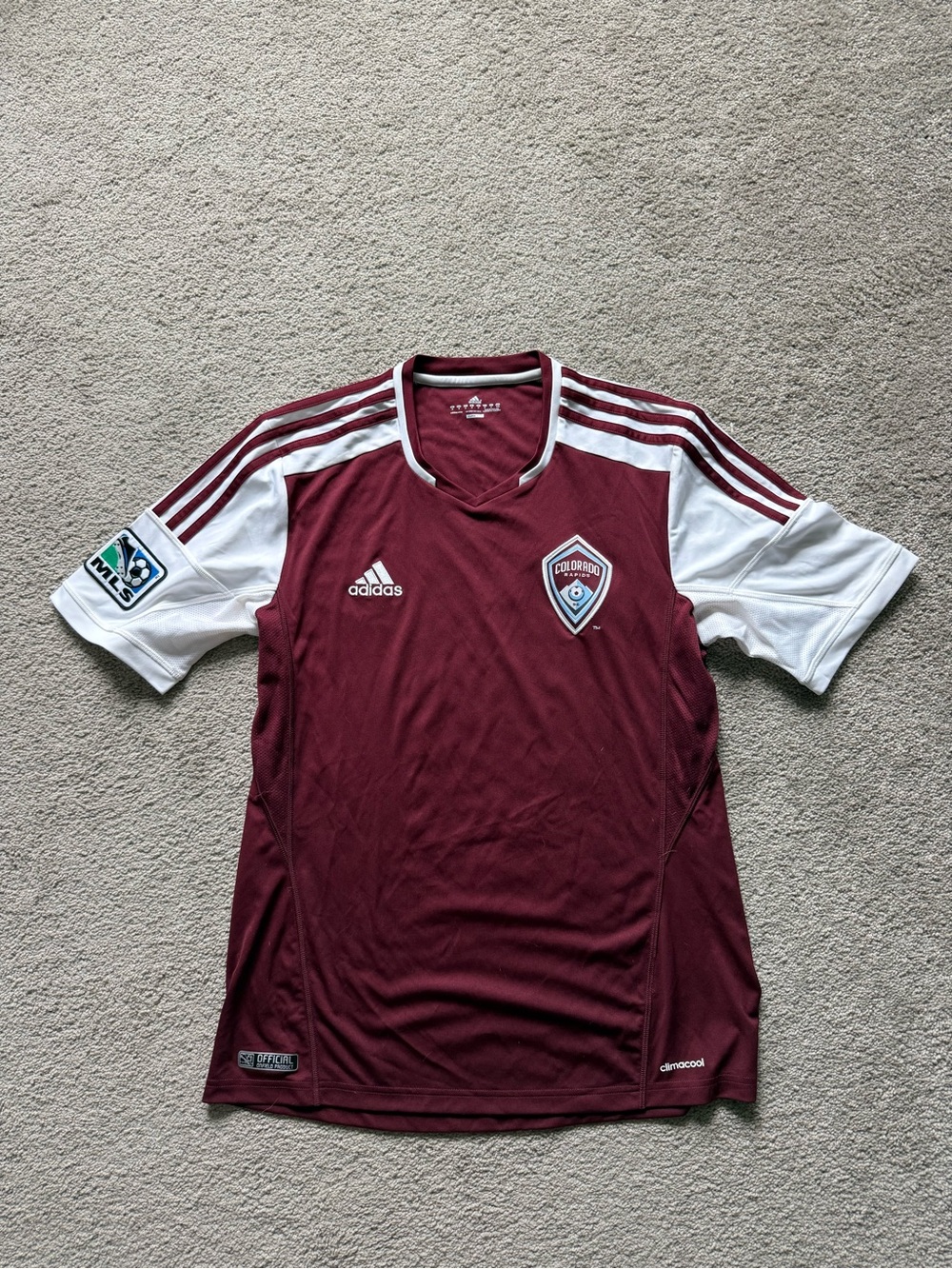 adidas Men's Maroon and White Colorado Rapids Short-Sleeve Jersey
